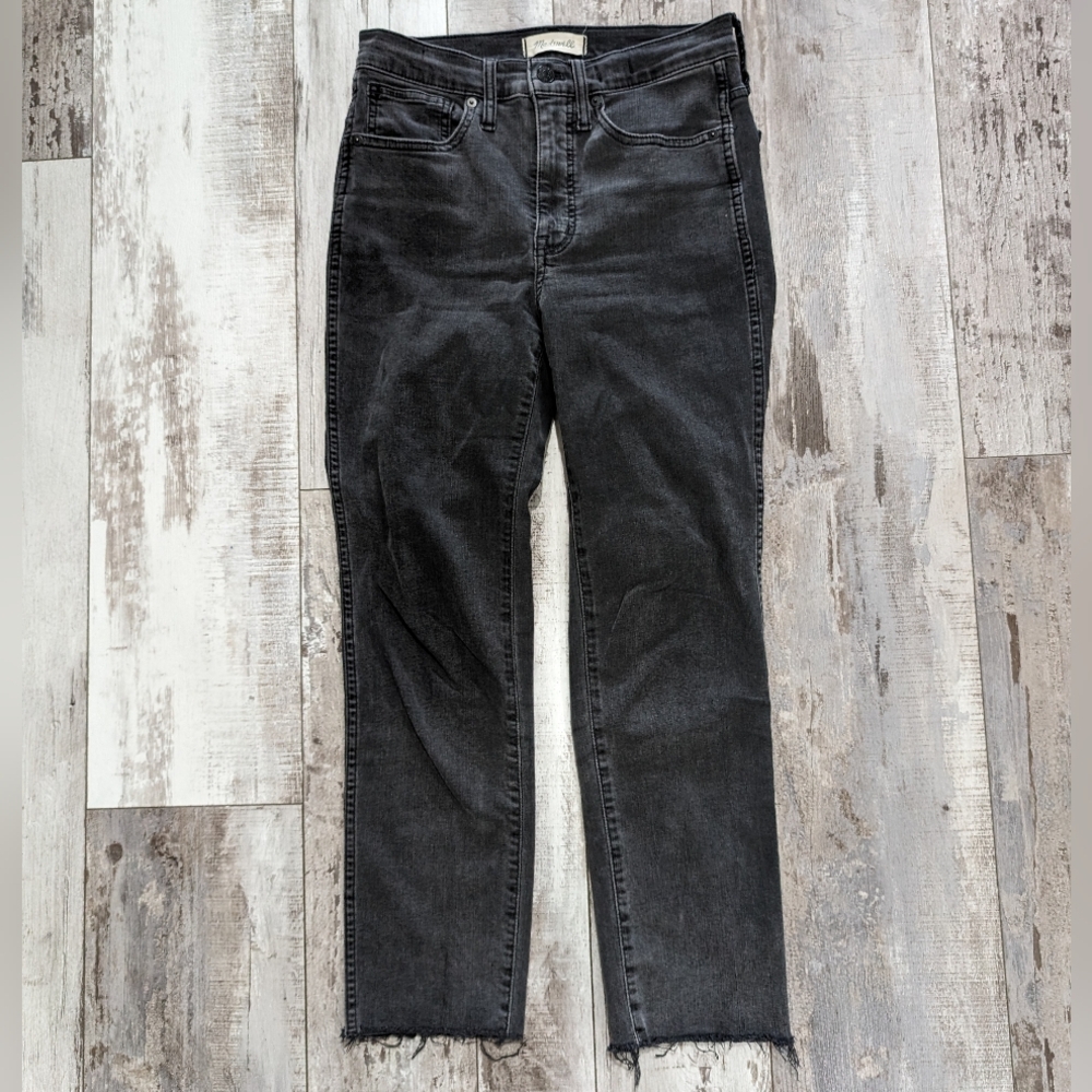 Madewell stovepipe raw hem black jeans size 25